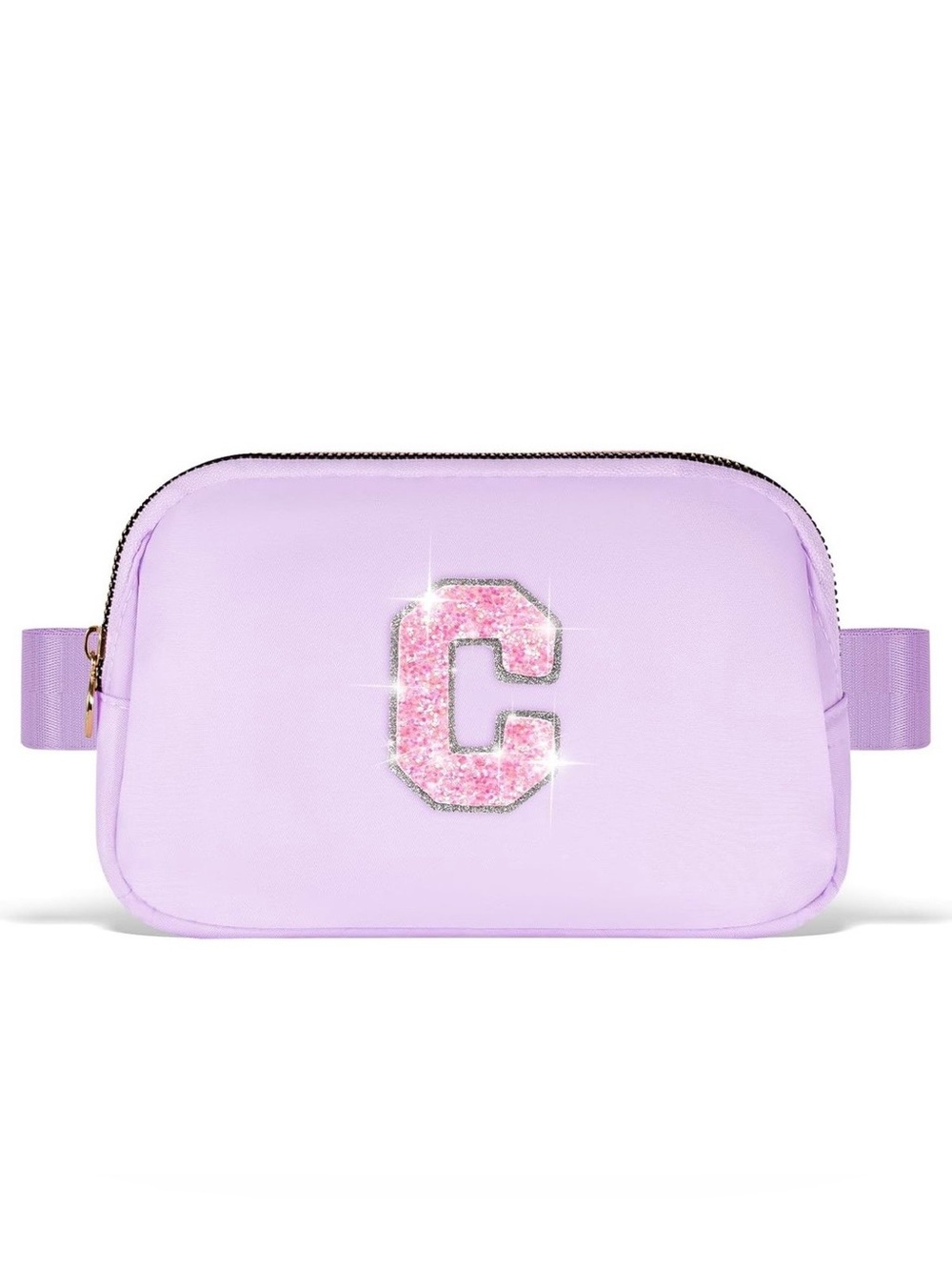 Kids Lilac Glitter 'C' Letter Fanny Pack